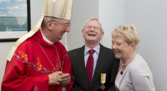 three people laughing