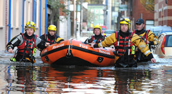Rescuers after the Limerick floods