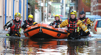 Rescuers after the Limerick floods