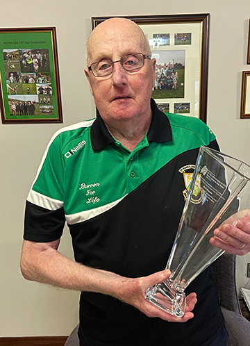 Noel Mussen, founding member of St Mary’s SVP NI in Burren, has received an award for outstanding work in his local community from Newry, Mourne and Down District Council
