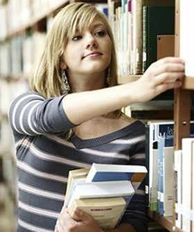 A girl in the library