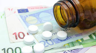 Pills spread over money bills