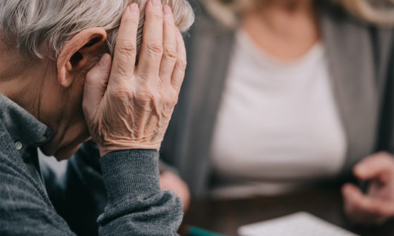 An elder person feeling distressed around a lady