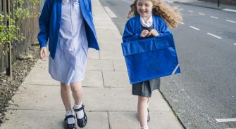 Two girls going to school