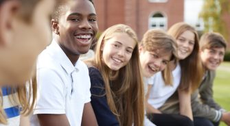 Kids laughing in a group