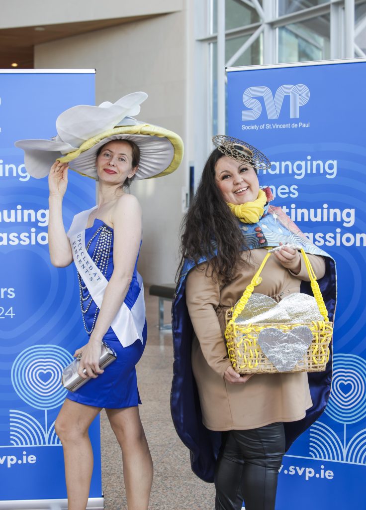 Clothes upcycled from Vincent’s shops Nataliia Poirkaova, SVP volunteer from Ukraine (left) with Rita Zachar, Shop Manager, Kenmare Vincent’s, South West Region