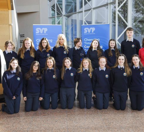 Galway Transition year students from Glenamaddy Community School with Niamh O’Flannagan (left) and Helen Lynn (right).