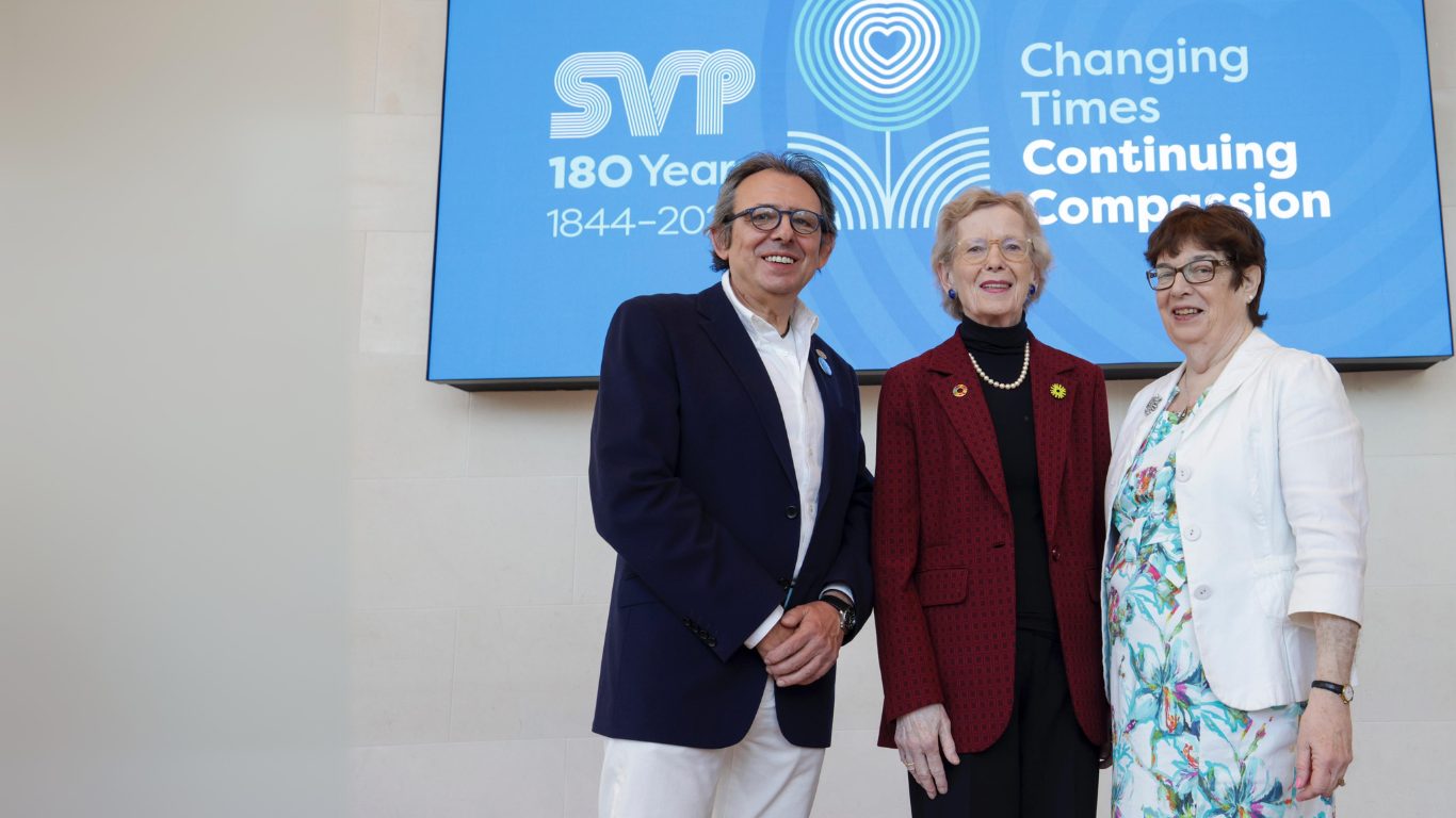 SVP 180 celebration - International President, Juan Manuel Gomez, Former President of Ireland Mary Robinson, and SVP National President Rose McGowan