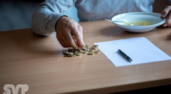 Old person struggling with money