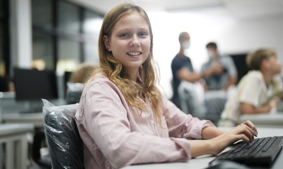 student in computer lab