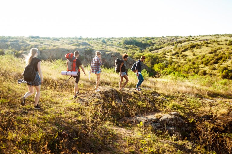 group of people trekking