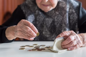 Elderly lady counting